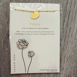 Gold Birth Month September Flower Necklace - Peony